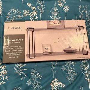NEW trueliving 2 tier wall shelf gray